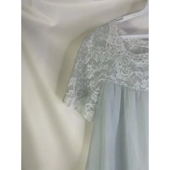 Vintage 60s Sheer Nylon Lace Full Sweep Negligee Pignoir USA - Picture 4 of 10